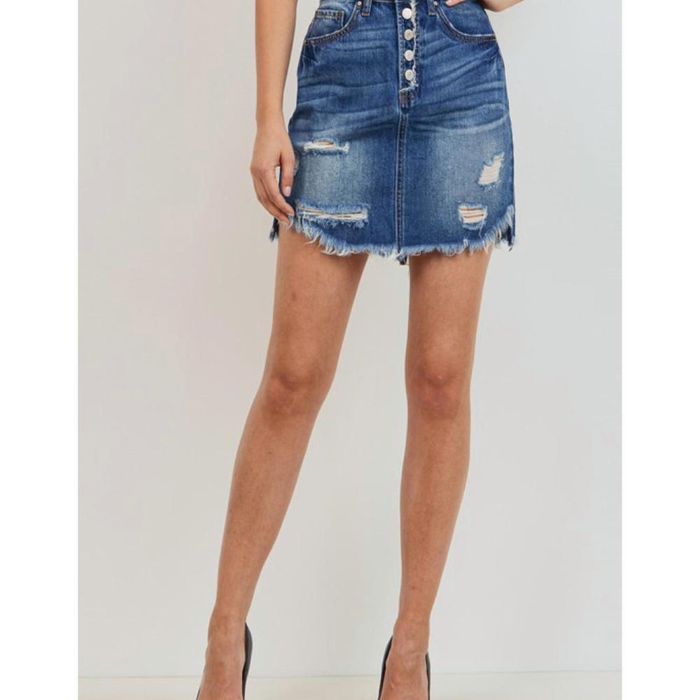 NEW C'EST TOI button down midi skirt in blue